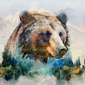 Bear Double Exposure Snake River Tetons